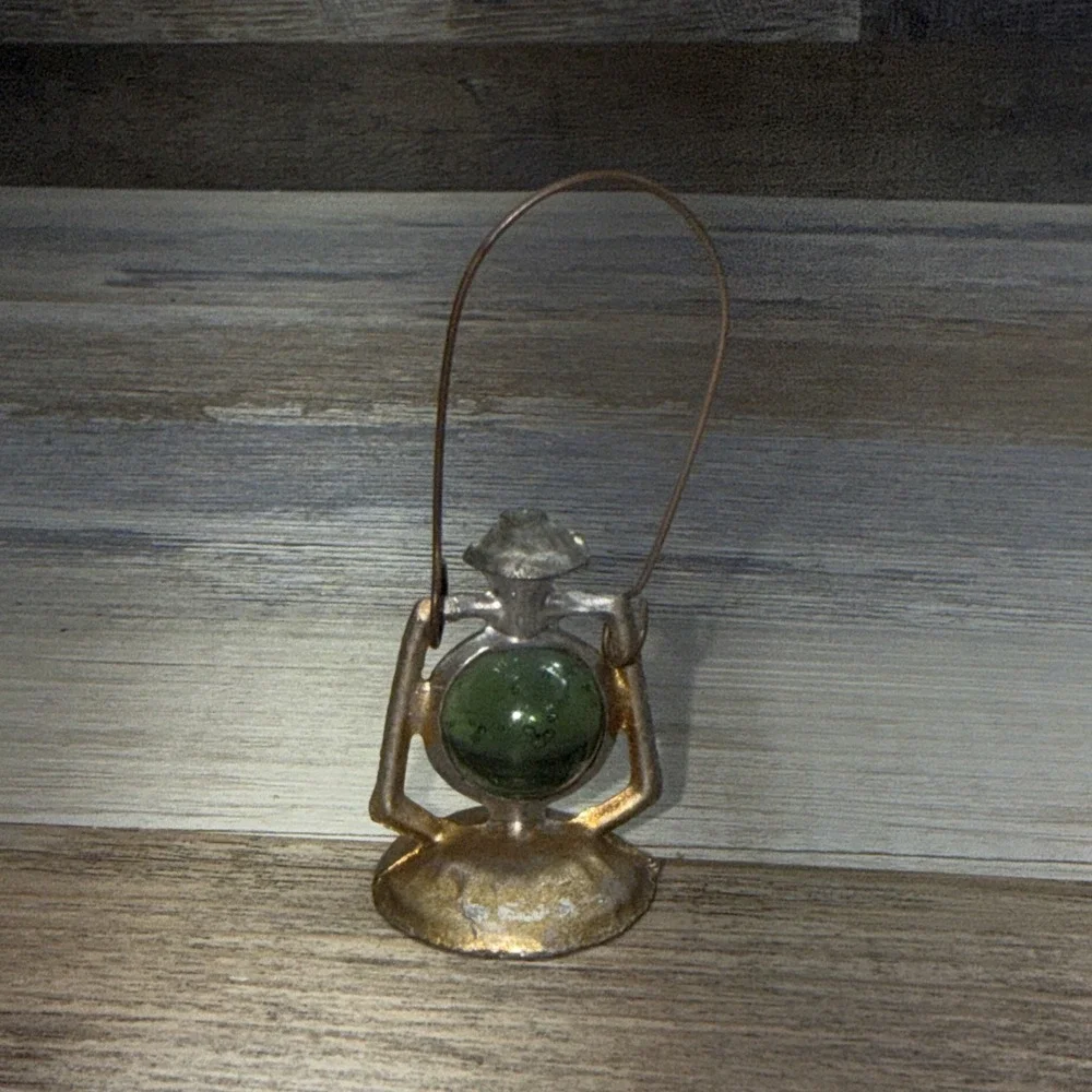 Vintage Dollhouse Miniature Glass and Metal Lantern